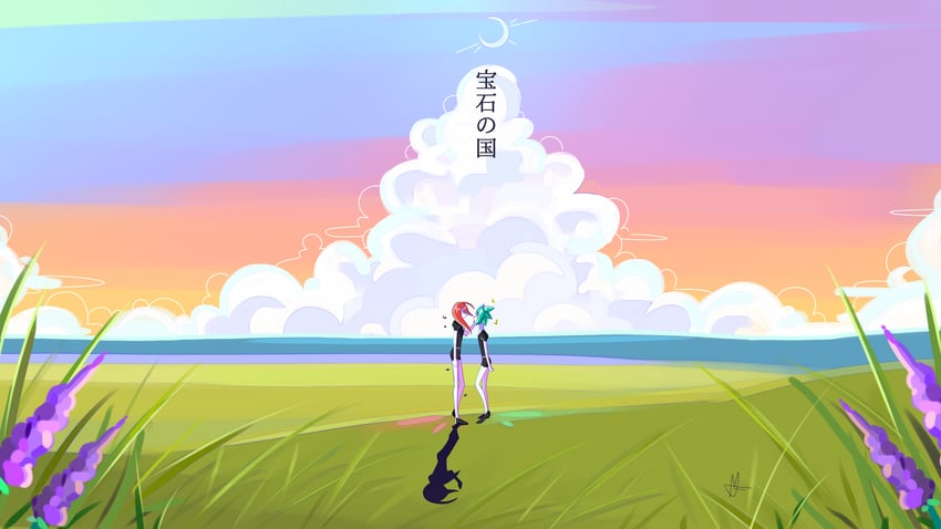 phosphophyllite and cinnabar (houseki no kuni and 1 more) drawn by m_ur_i