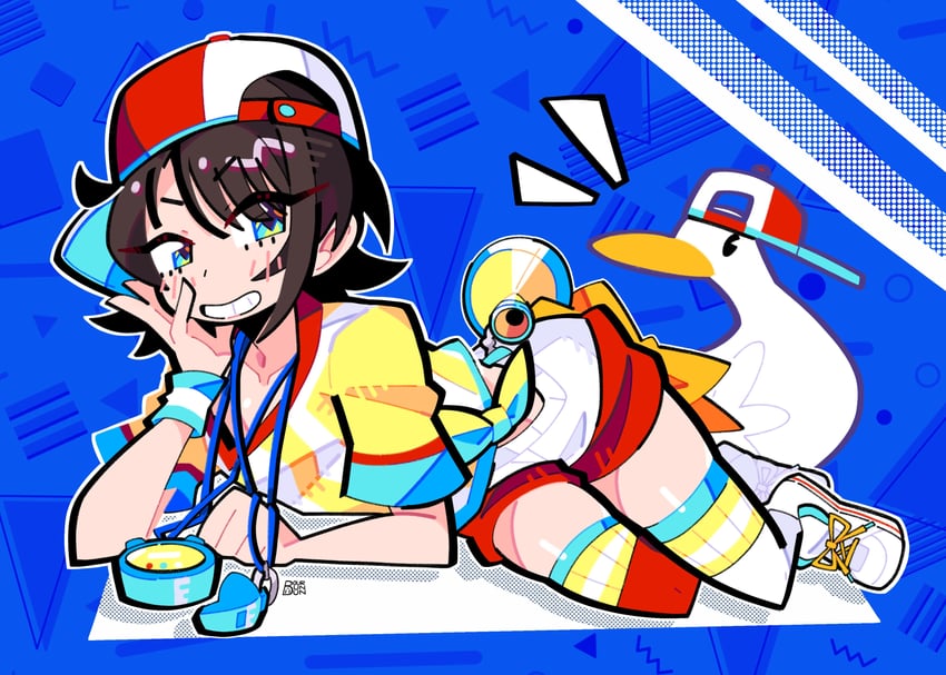 oozora subaru and subaru duck (hololive) drawn by bourbunbun