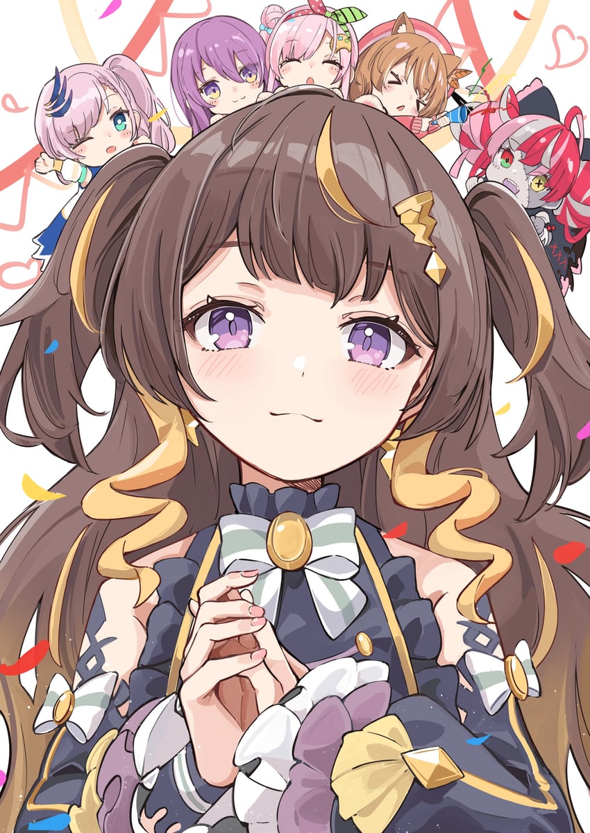 kureiji ollie, moona hoshinova, pavolia reine, ayunda risu, anya melfissa, and 1 more (hololive and 1 more) drawn by anbasa_(amaneyuz13)