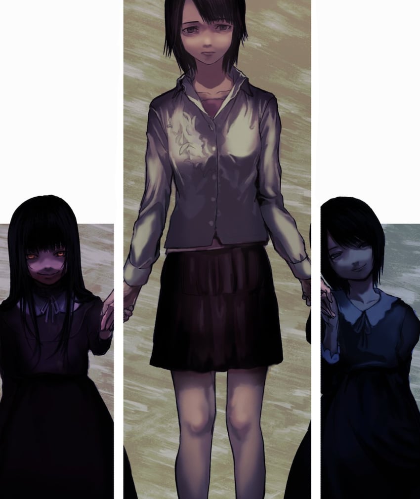 tsukimori madoka and haibara ayako (fatal frame and 1 more) drawn by gauss_<bokashi