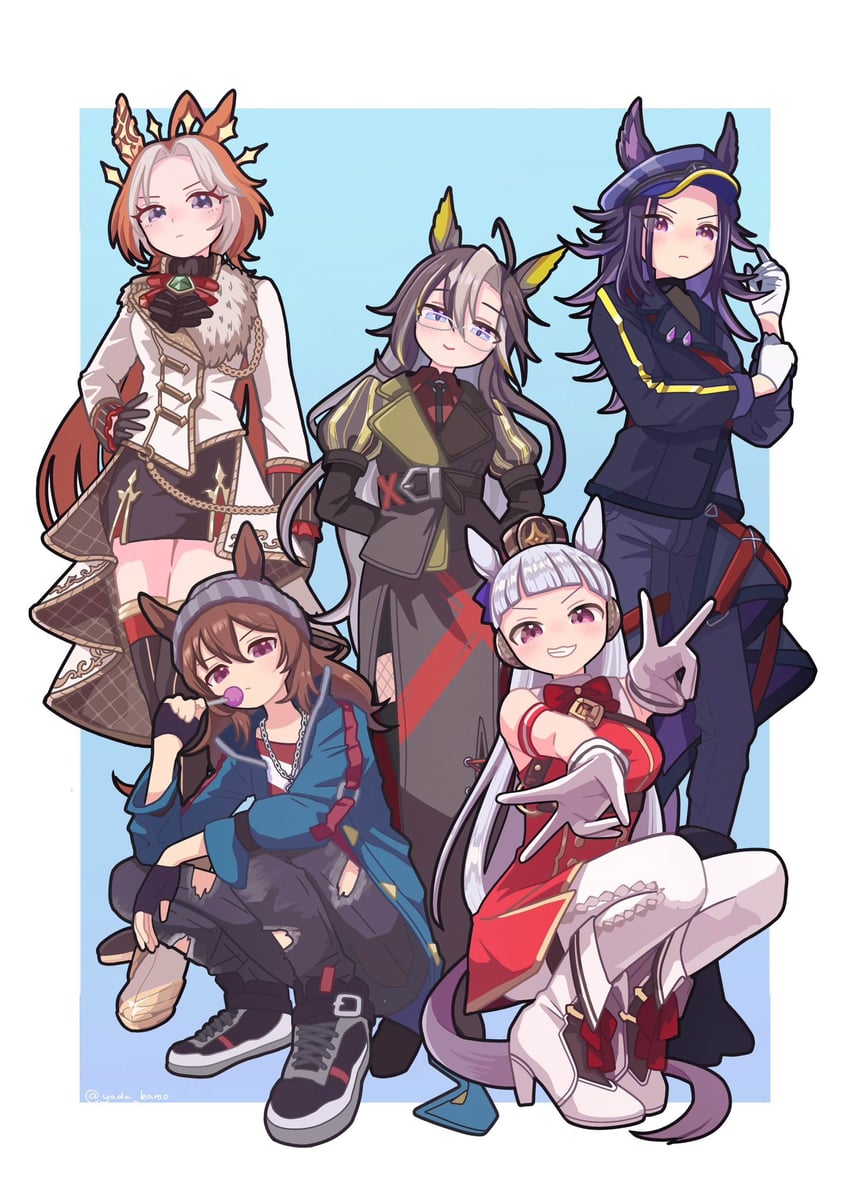 gold ship, nakayama festa, orfevre, dream journey, and fenomeno (umamusume) drawn by yada_kamo