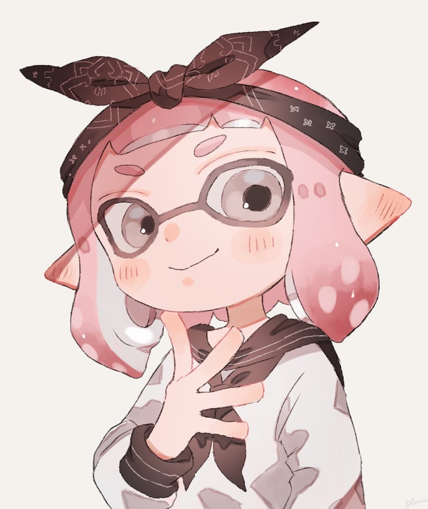 inkling player character and inkling girl (splatoon) drawn by plum0o0