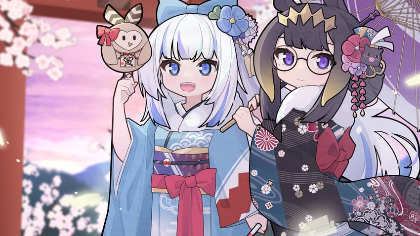 gawr gura, ninomae ina'nis, nanashi mumei, and takodachi (hololive and 1 more) drawn by cp2980606