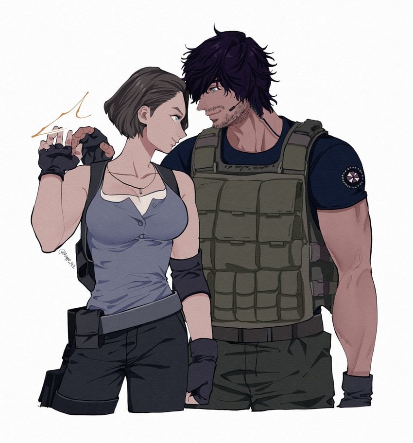 jill valentine and carlos oliveira (resident evil and 2 more) drawn by mappo_m2