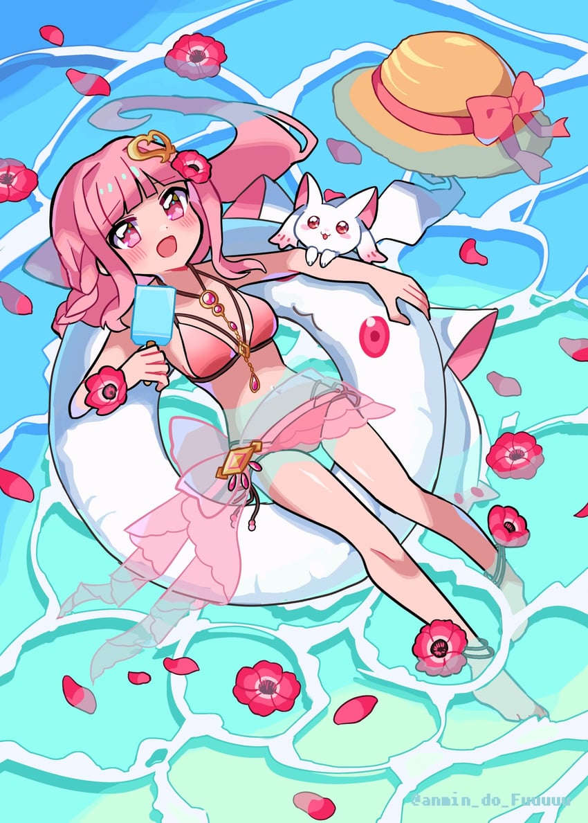 kyubey, tamaki iroha, and small kyubey (mahou shoujo madoka magica and 1 more) drawn by takenoko_mgrc