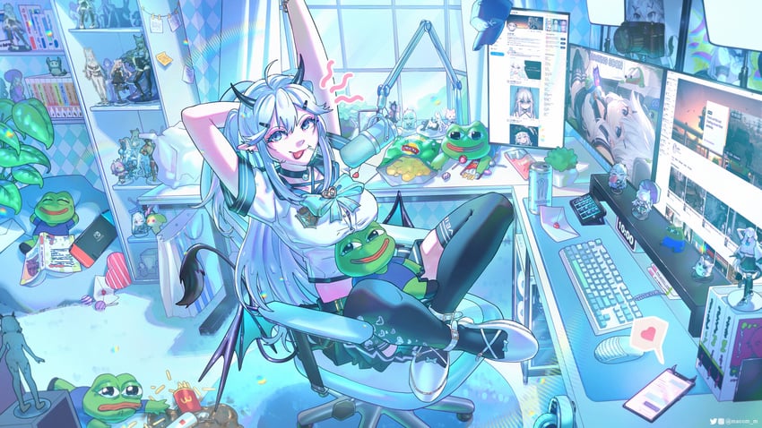 ahri, ironmouse, silvervale, vei, k/da ahri, and 2 more (indie virtual youtuber and 5 more) drawn by macom_m