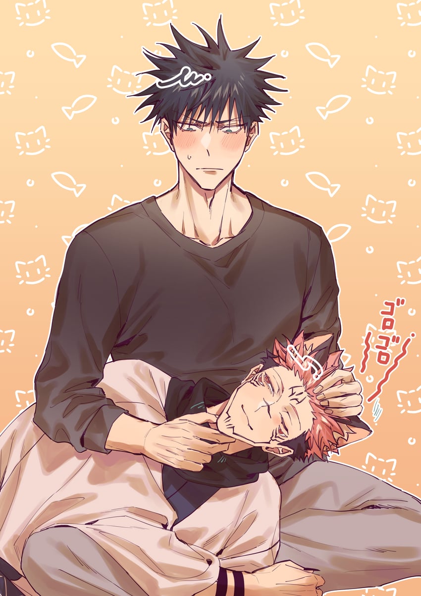 fushiguro megumi and ryoumen sukuna (jujutsu kaisen) drawn by azukiharuta_ju