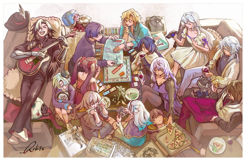 trailblazer, firefly, stelle, march 7th, acheron, and 14 more (honkai and 2 more) drawn by qrbits