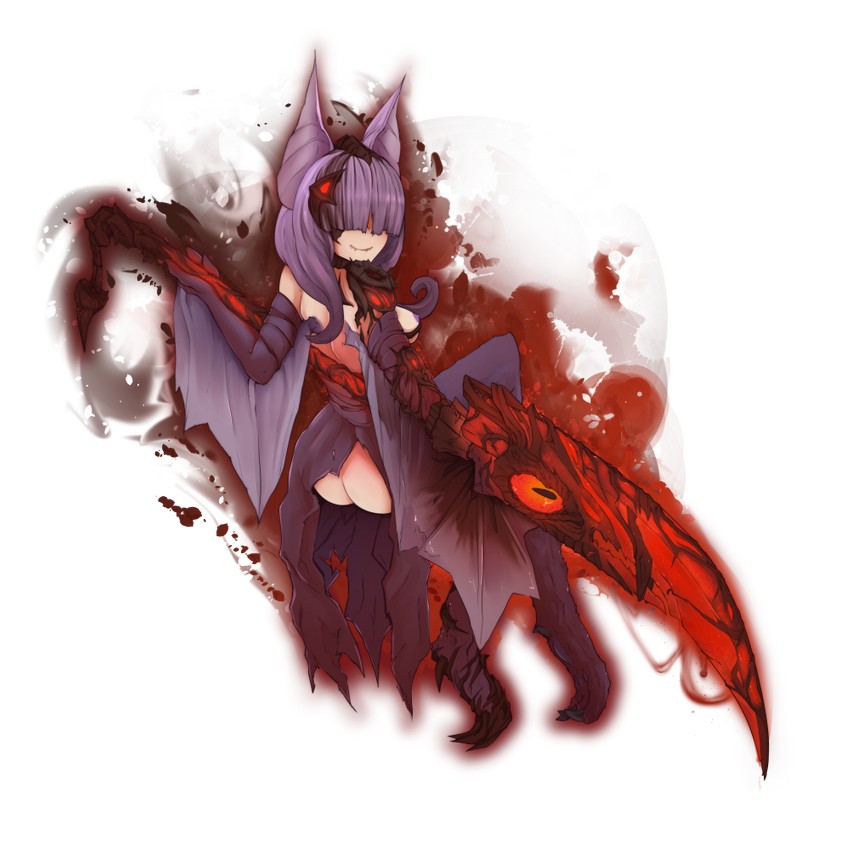 cursed sword and werebat (monster girl encyclopedia) drawn by nanostar