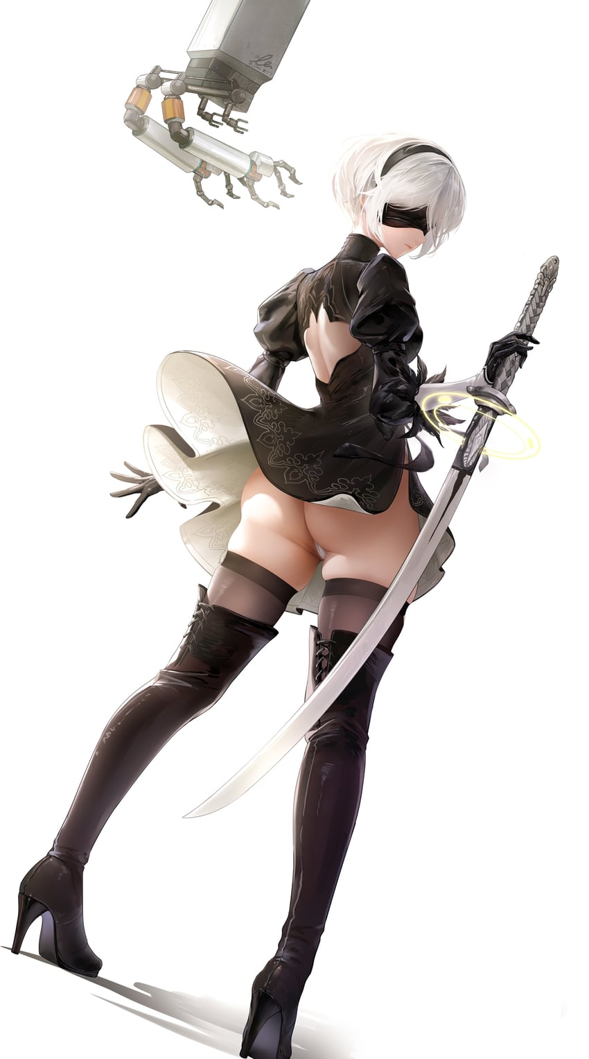 2b and pod (nier and 1 more) drawn by liu_liaoliao
