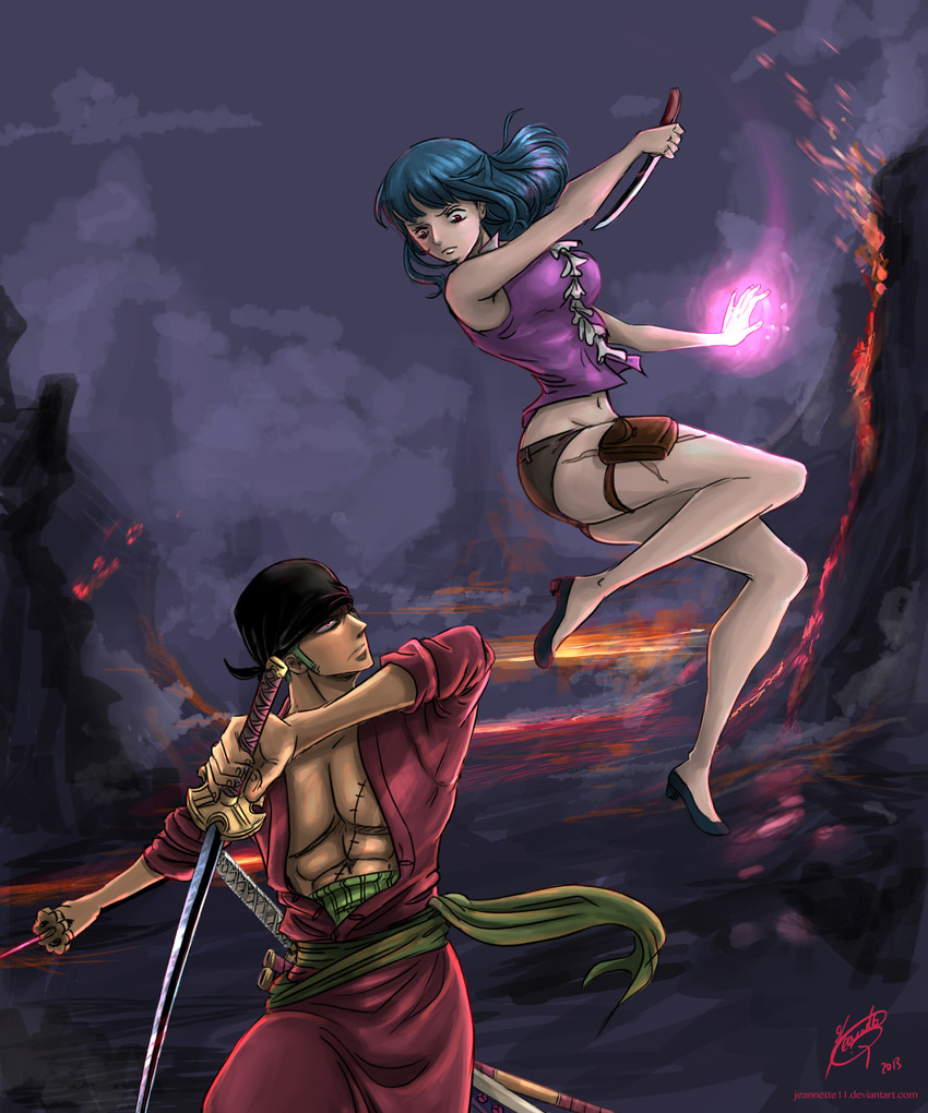 roronoa zoro and ein (one piece and 1 more) drawn by jeannette11