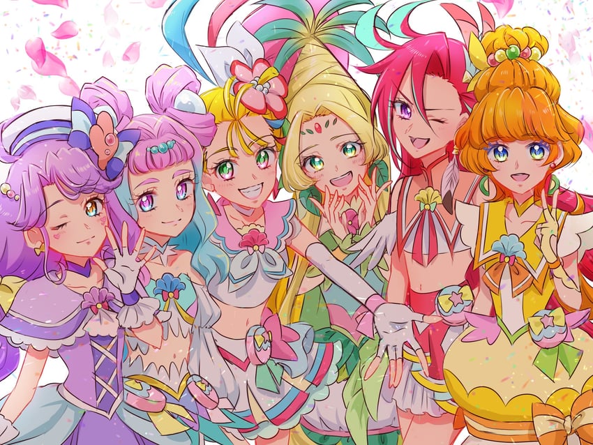 laura la mer, natsuumi manatsu, suzumura sango, takizawa asuka, ichinose minori, and 7 more (precure and 1 more) drawn by fpminnie1