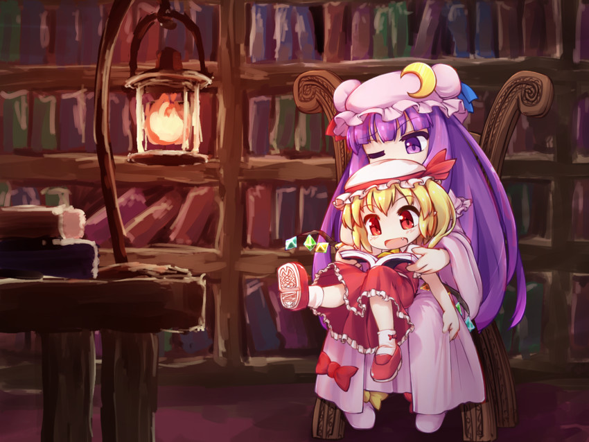 flandre scarlet and patchouli knowledge (touhou) drawn by isu_(is88)