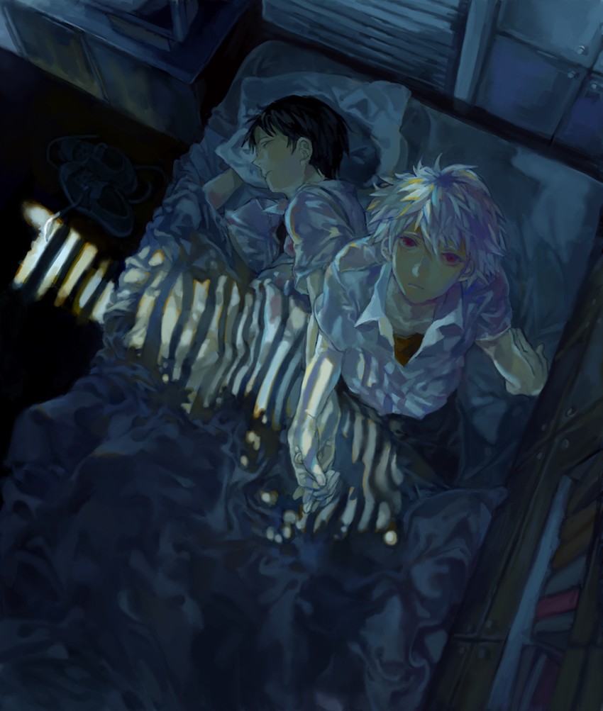 ikari shinji and nagisa kaworu (neon genesis evangelion) drawn by amber389