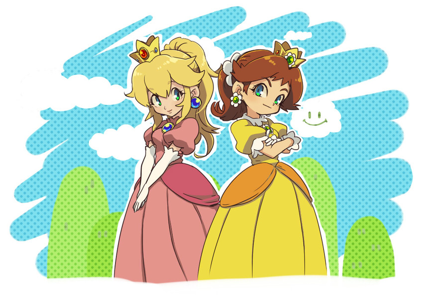 princess peach and princess daisy (mario) drawn by oto | Danbooru