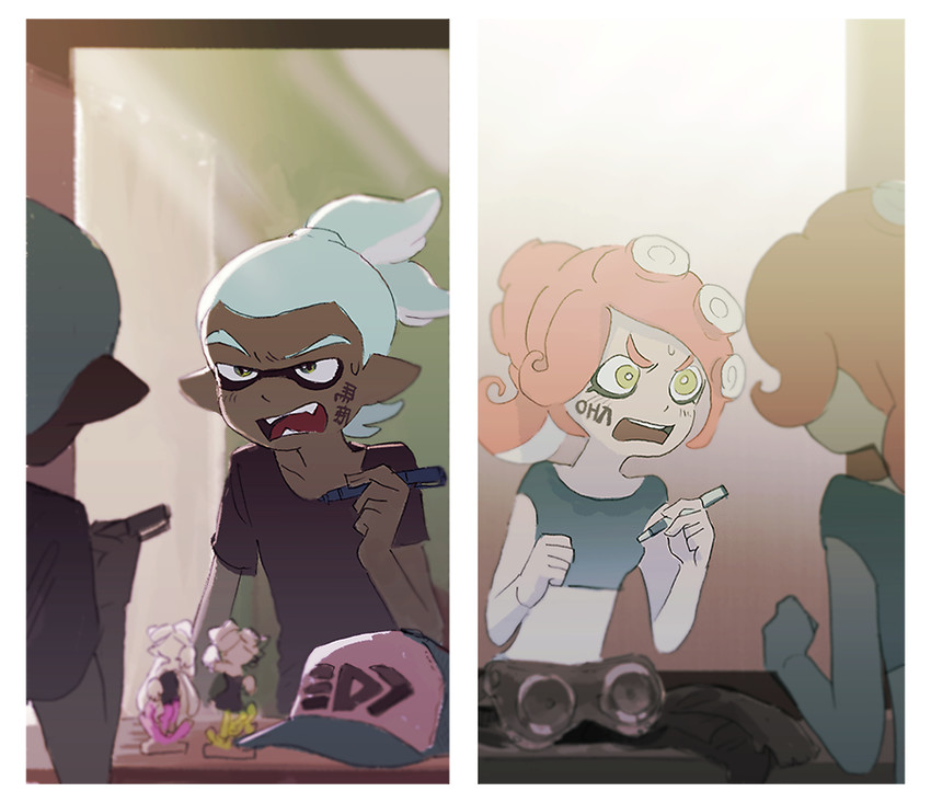 inkling player character, octoling player character, inkling boy, and takozonesu (splatoon and 2 more) drawn by katou_(osoraku)