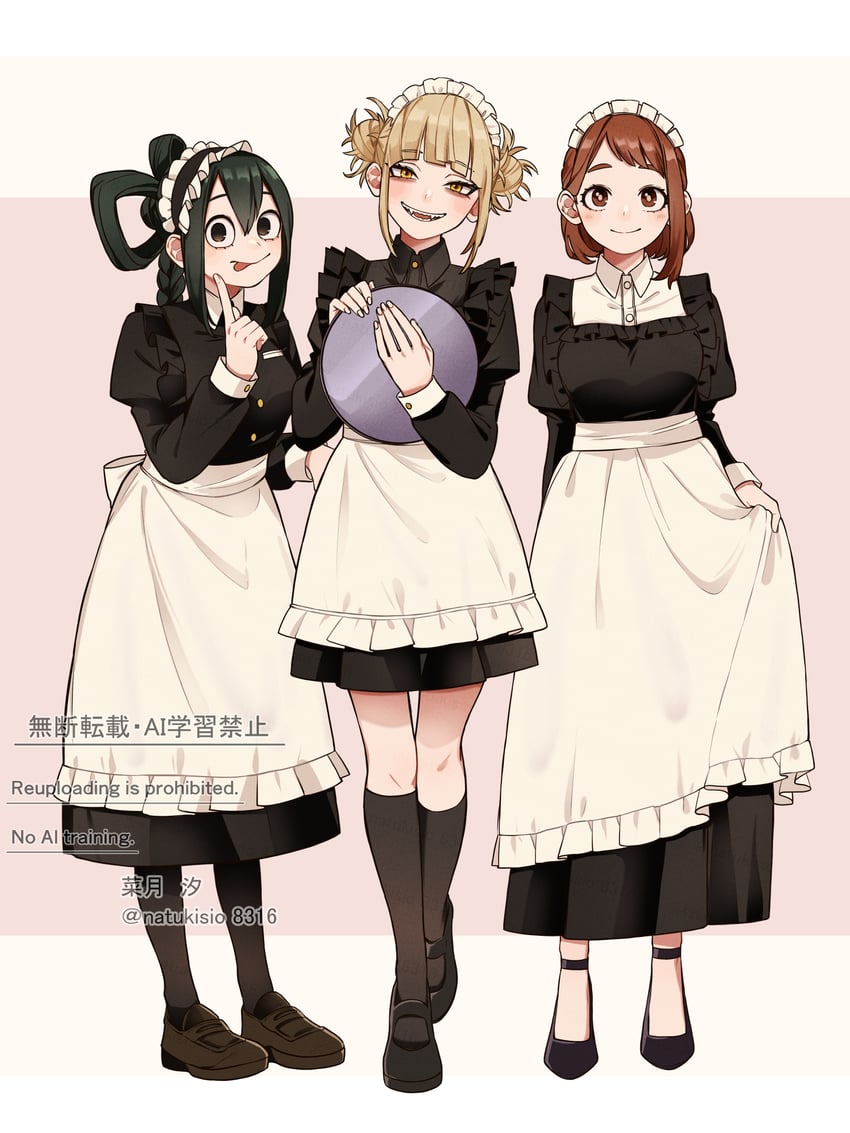 uraraka ochaco, toga himiko, and asui tsuyu (boku no hero academia) drawn by natsuki_shio