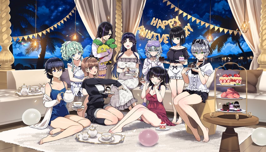kurose minami, hagane otsuki, selena lewis, eines, sarah anthony, and 5 more (dolphin wave) drawn by ootomo_takuji