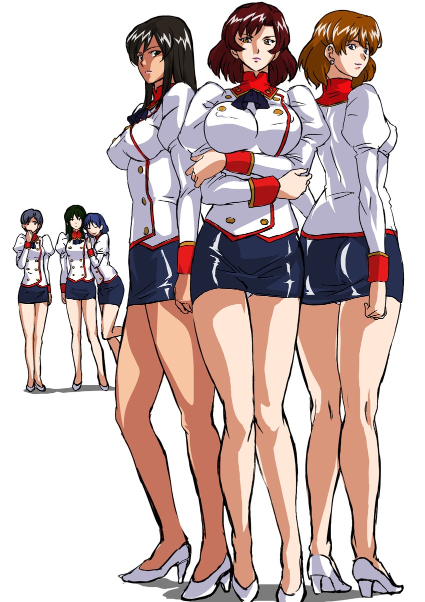 white delmo, delmo commander, adjutant, white delmo n, nina esuko, and 2 more (aika and 1 more) drawn by mamesi_(suhk8583)