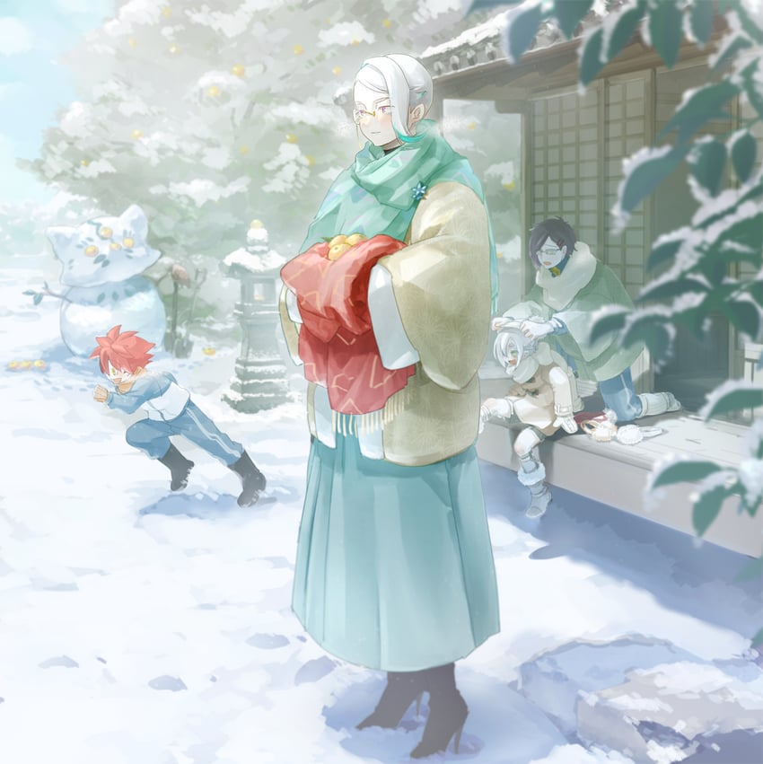 hotarumaru, aizen kunitoshi, akashi kuniyuki, and tomoegata naginata (touken ranbu) drawn by yb_(yb_by)