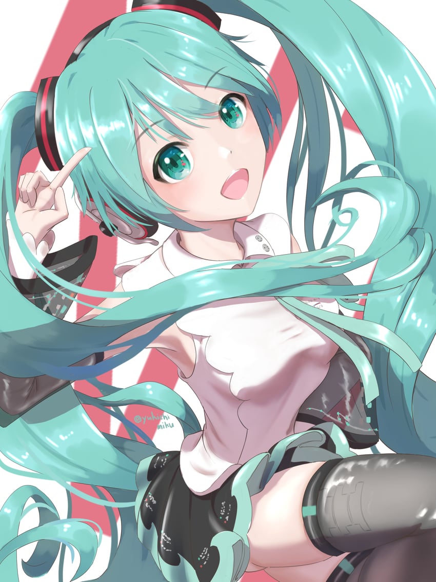 hatsune miku (vocaloid and 1 more) drawn by yukichi_(yu-ame)