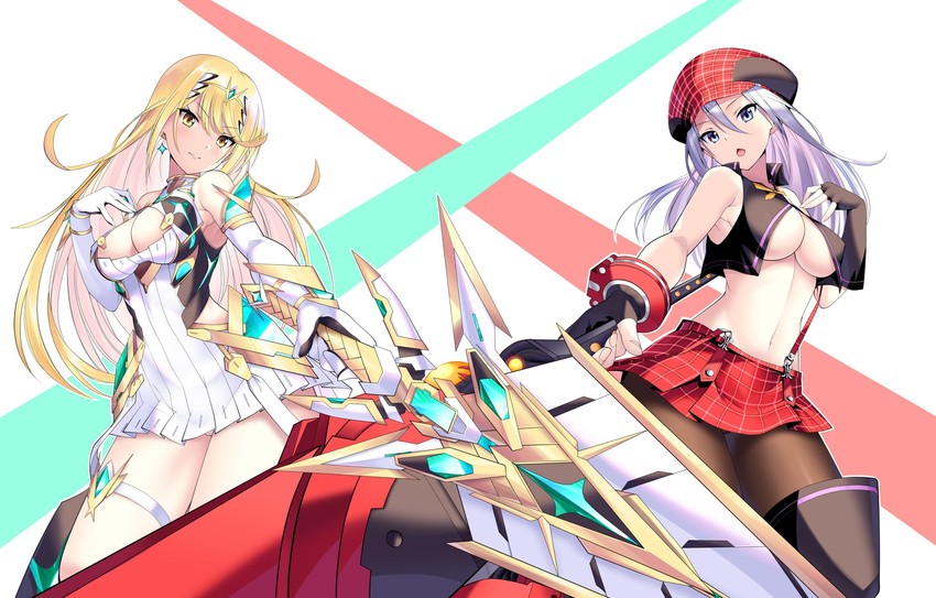 mythra and alisa ilinichina amiella (xenoblade chronicles and 2 more) drawn by daive