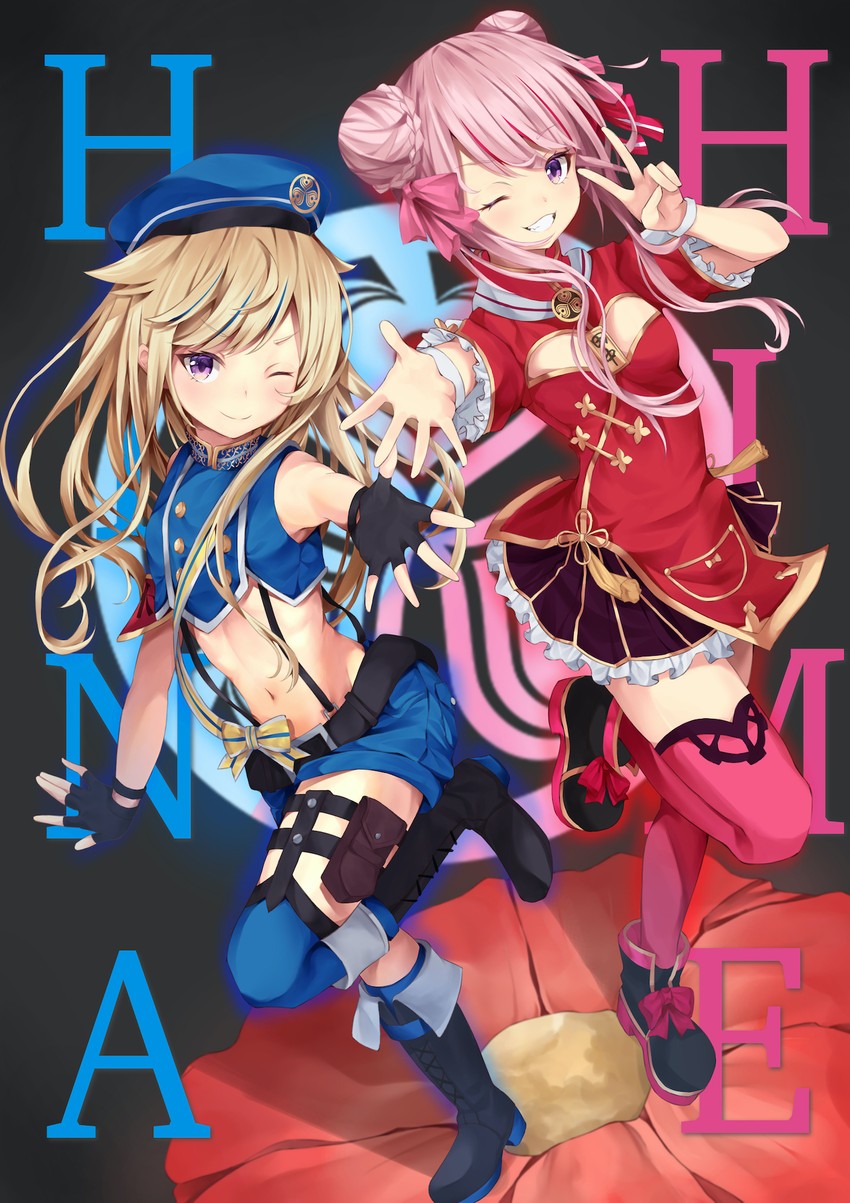 tanaka hime and suzuki hina (himehina channel) drawn by matutoki_nara05