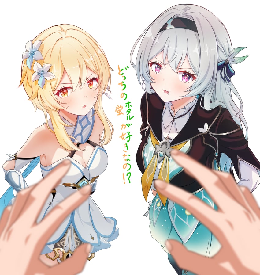 lumine and firefly (genshin impact and 3 more) drawn by suraberu