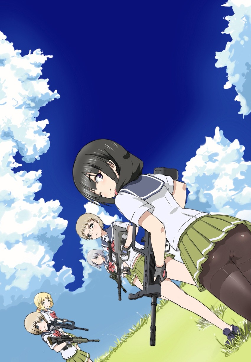 l85a1, steyr aug, qbz-95, famas, and tavor ar (upotte!!) drawn by hu_sea