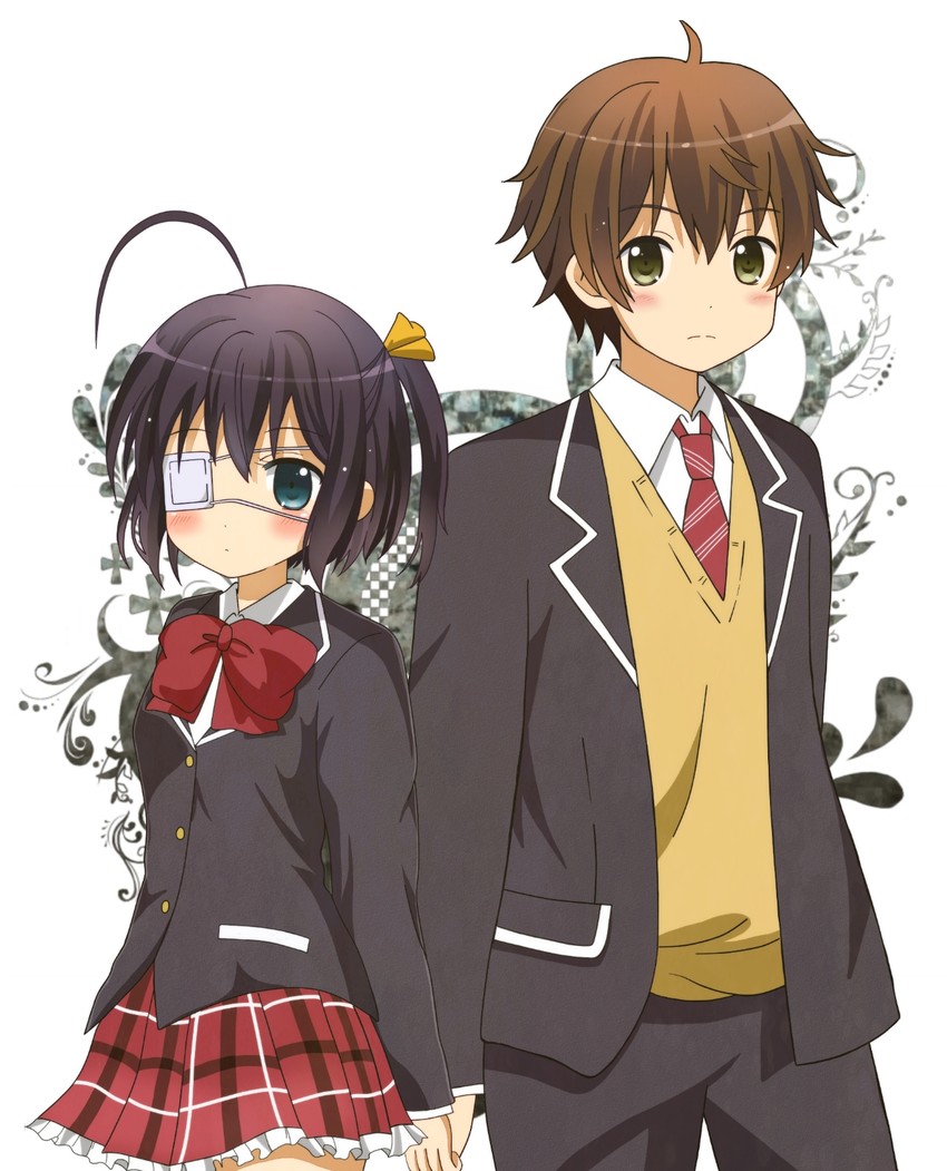 takanashi rikka and togashi yuuta (chuunibyou demo koi ga shitai!) drawn by ryoutan