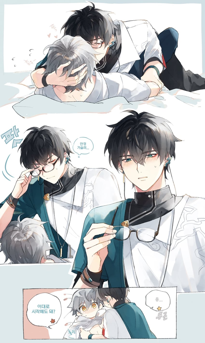 trailblazer, caelus, and dan heng (honkai and 1 more) drawn by yesmylord329