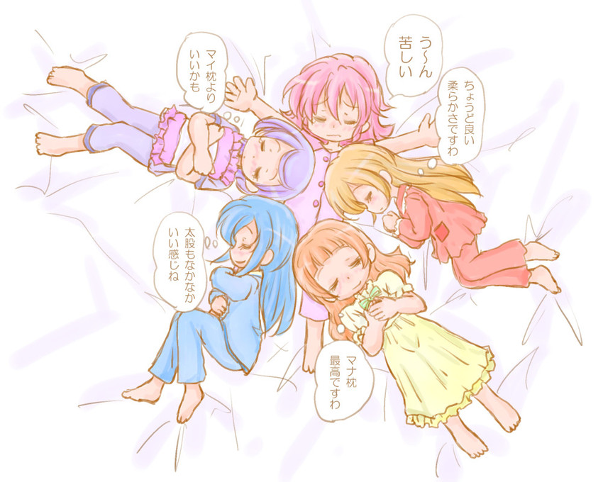 hishikawa rikka, aida mana, kenzaki makoto, yotsuba alice, and madoka aguri (precure and 1 more) drawn by yoshimi50