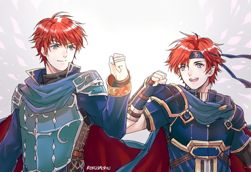 roy and eliwood (fire emblem and 3 more) drawn by rokusashu