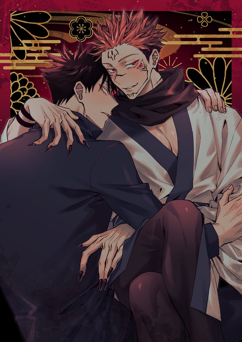 fushiguro megumi and ryoumen sukuna (jujutsu kaisen) drawn by azukiharuta_ju