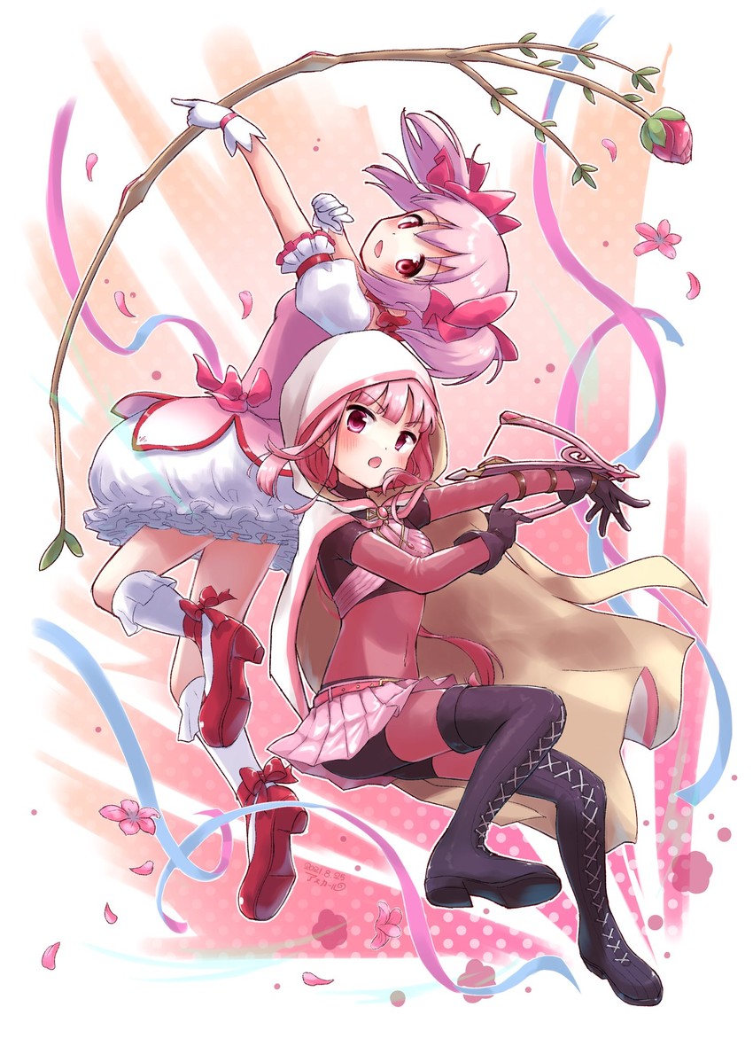 kaname madoka and tamaki iroha (mahou shoujo madoka magica and 1 more) drawn by asukaru_(magika_ru)
