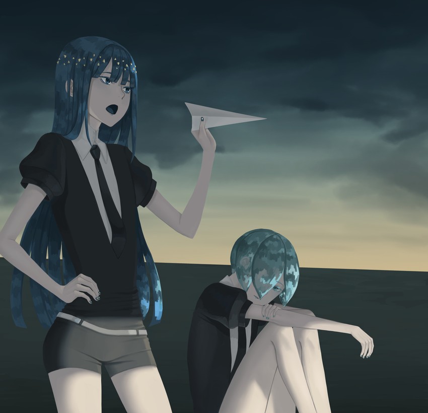 phosphophyllite and lapis lazuli (houseki no kuni) drawn by iciriini