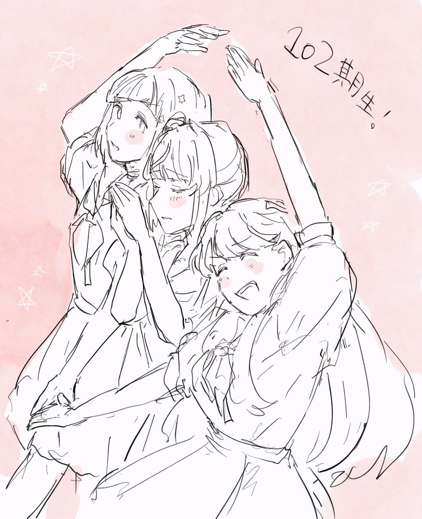 fujishima megumi, otomune kozue, and yugiri tsuzuri (love live! and 1 more) drawn by yam5565