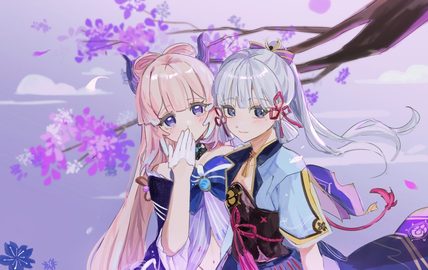 kamisato ayaka and sangonomiya kokomi (genshin impact) drawn by geunjaepia
