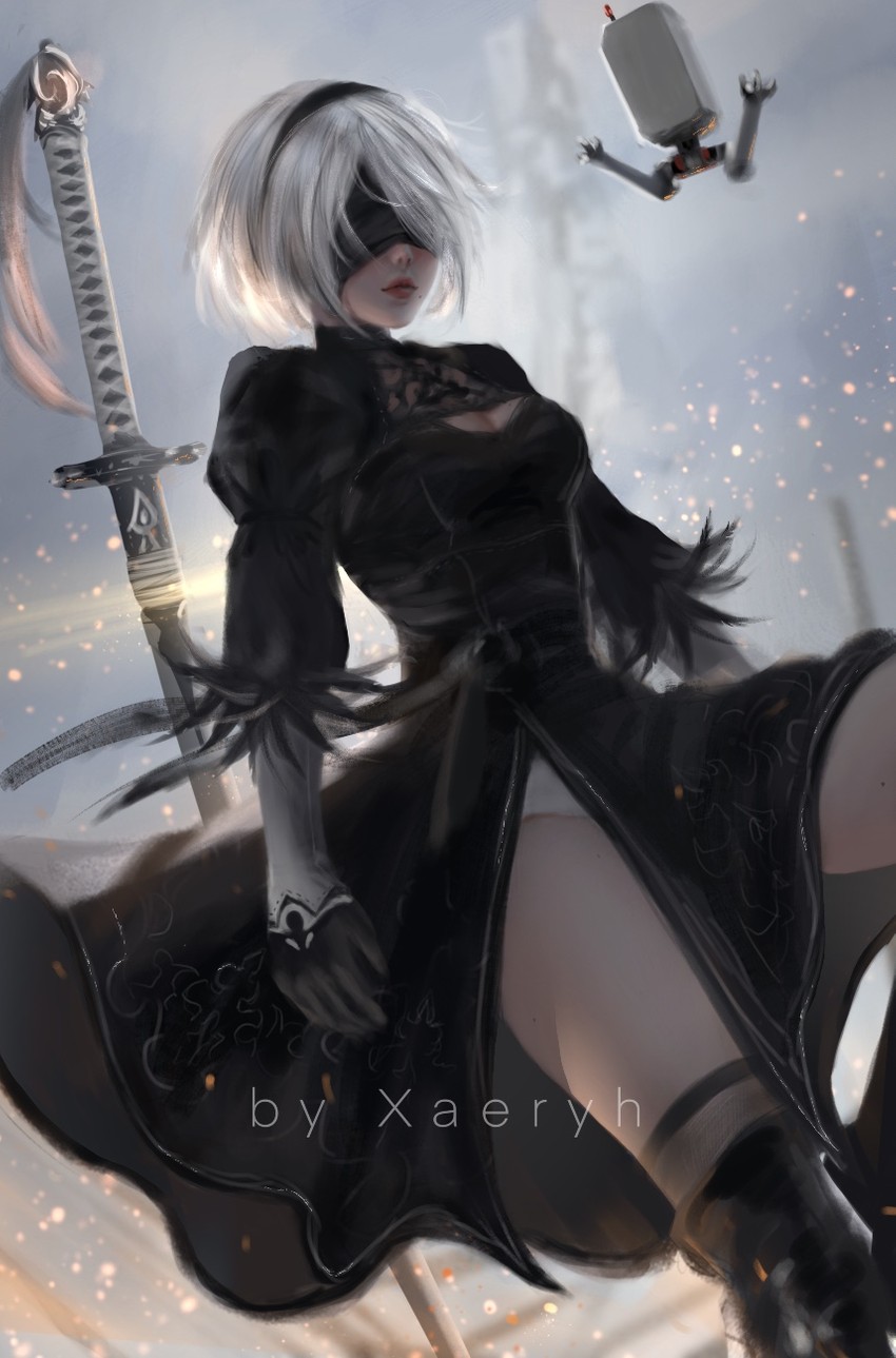 2b and pod (nier and 1 more) drawn by xaeryh
