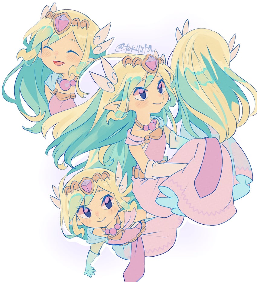 princess zelda and toon zelda (the legend of zelda and 2 more) drawn by tokuura