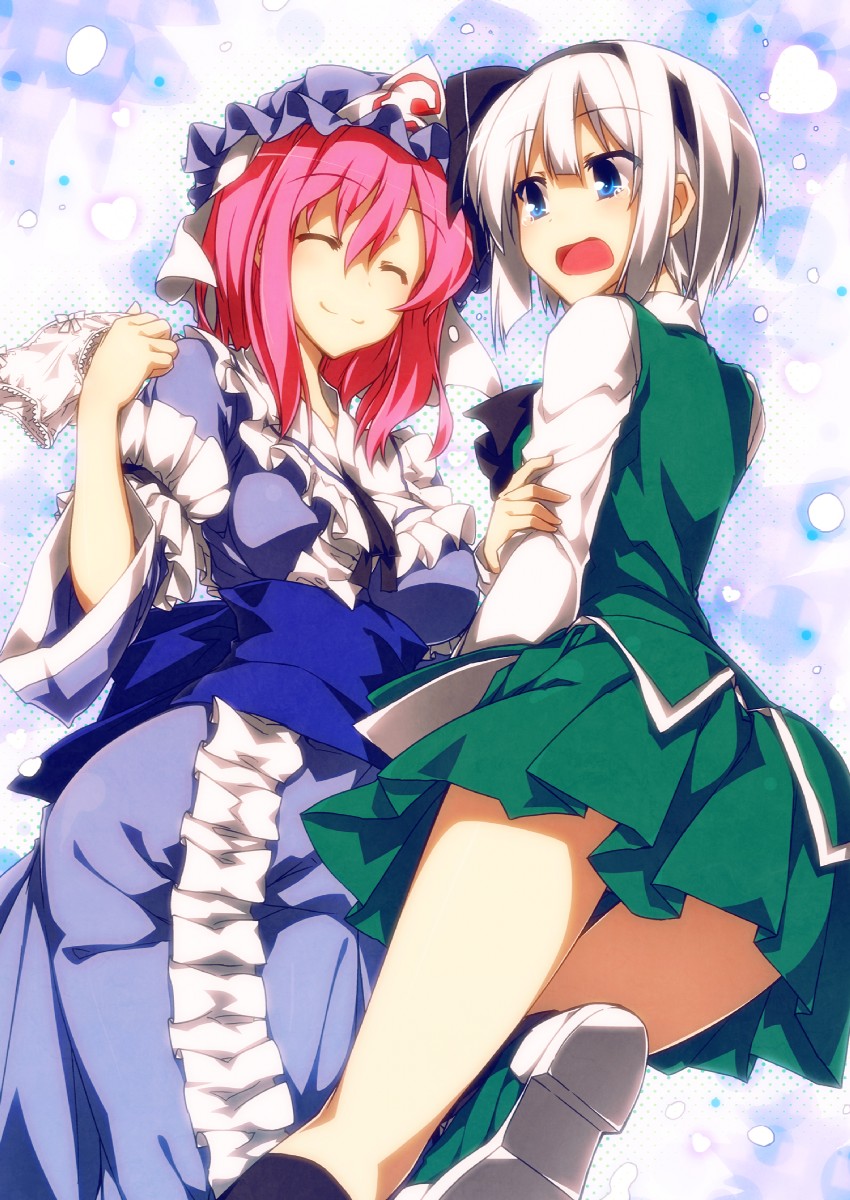 konpaku youmu and saigyouji yuyuko (touhou) drawn by sazanami_mio