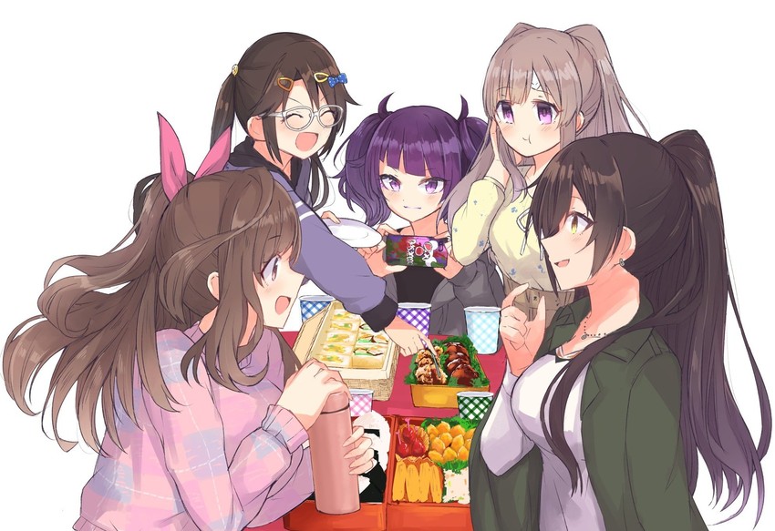 shirase sakuya, tsukioka kogane, tanaka mamimi, yukoku kiriko, and mitsumine yuika (idolmaster and 1 more) drawn by hanetsuka