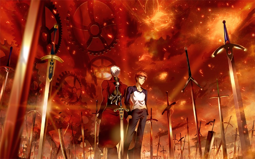 emiya shirou, archer, and zangetsu (fate and 3 more) drawn by skyt2