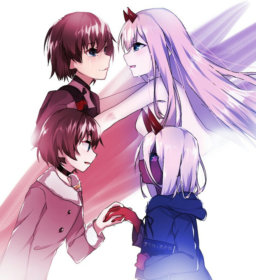 zero two and hiro (darling in the franxx) drawn by mitomori_(silverowl6)