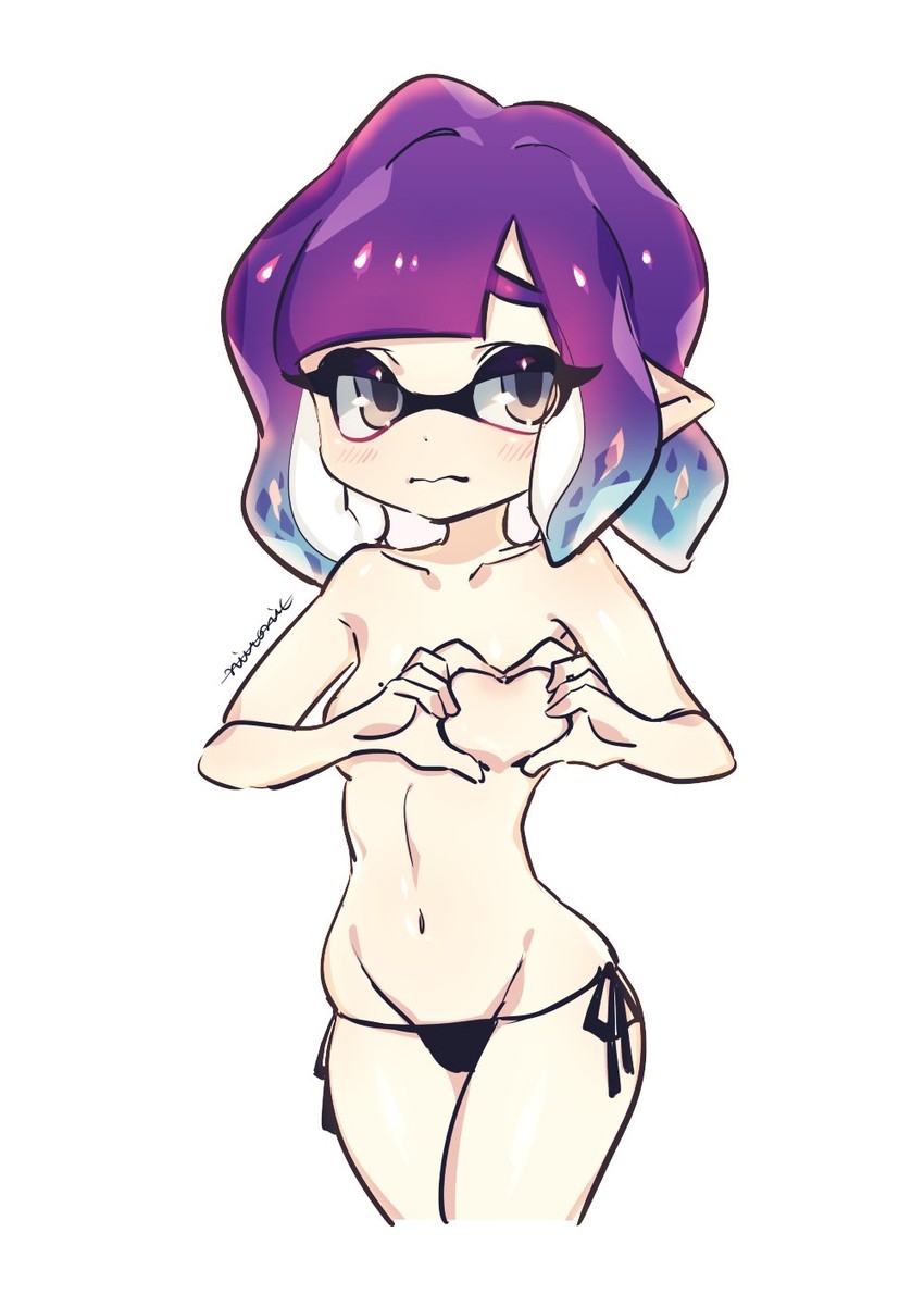 inkling player character and inkling girl (splatoon) drawn by nitronic