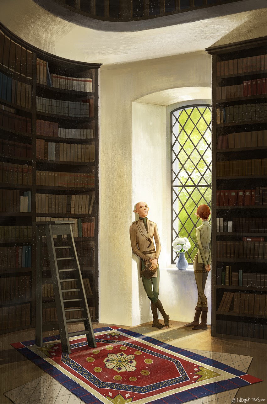 solas and inquisitor (dragon age and 1 more) drawn by cheetahman_(1ddghfr78cswc)