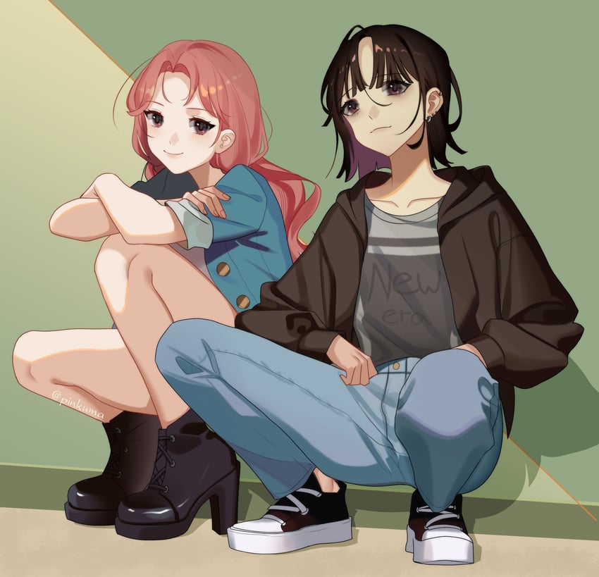 koga mitsuki and oosawa aya (kininatteru hito ga otoko ja nakatta) drawn by pinkuma