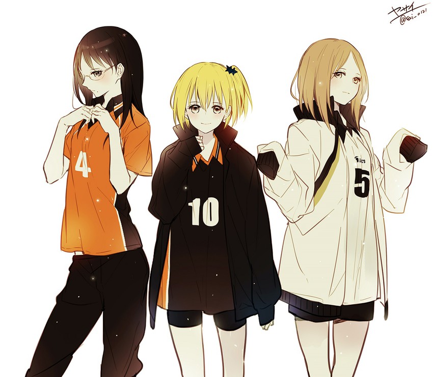 shimizu kiyoko, yachi hitoka, and shirofuku yukie (haikyuu!!) drawn by yasai_(getsu)