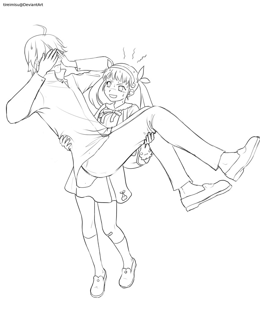 hachikuji mayoi and araragi koyomi (monogatari and 1 more) drawn by tireimisu