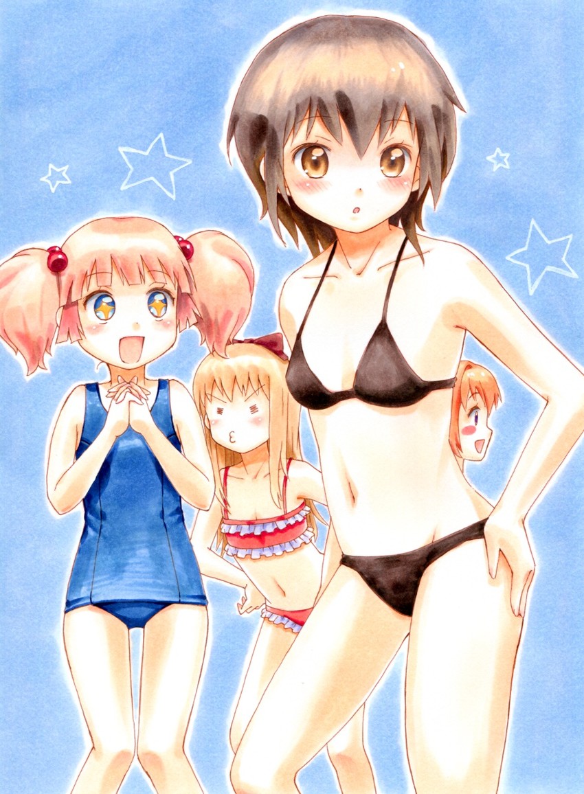 toshinou kyouko, akaza akari, funami yui, and yoshikawa chinatsu (yuruyuri) drawn by watayuki